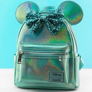 Loungefly Minnie Mouse Glittery/Holographic/iridescent Teal Backpack